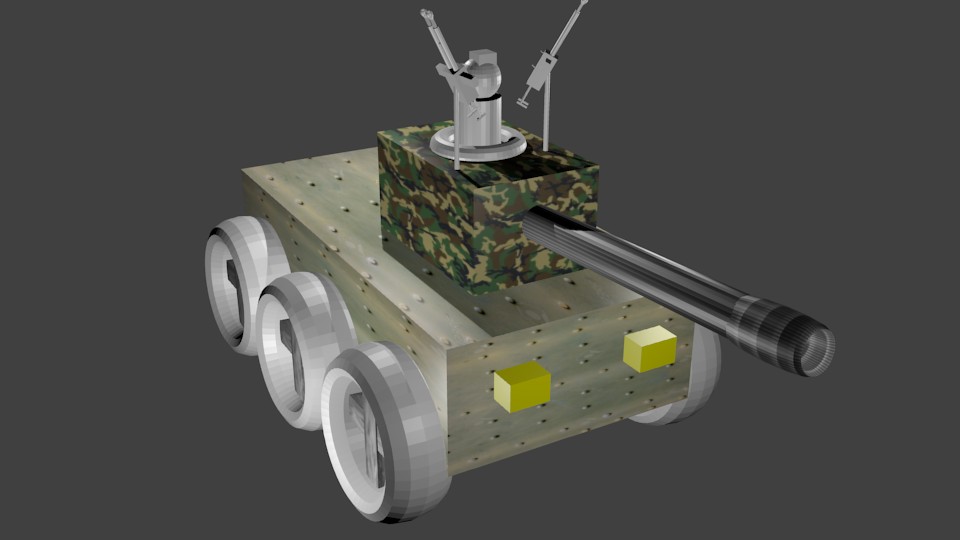 low-poly creative wheeled tank with commander (textured) preview image 1
